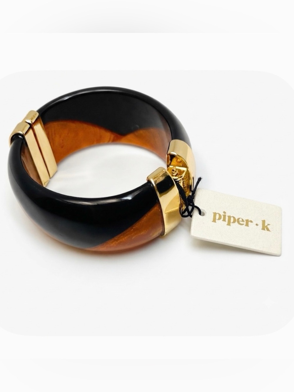 NWT ⚜️🤎⚜️ Piper K Gorgeous Brown & Black hinged cuff bracelet
